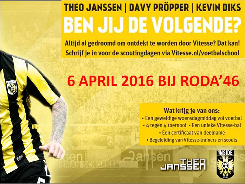 Scoutingsdag Vitesse op 6 april bij Roda'46