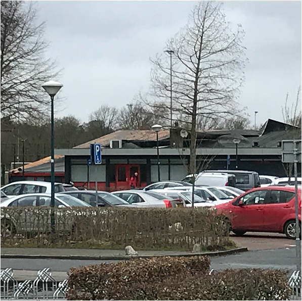 Stormschade aan dak van Rodakantine