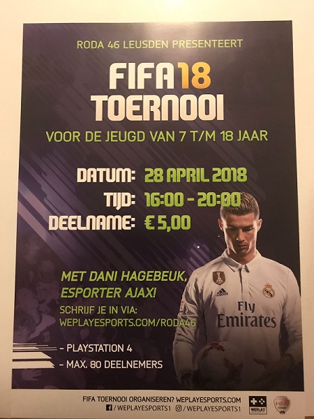 FIFA18 toernooi (playstation) bij Roda'46