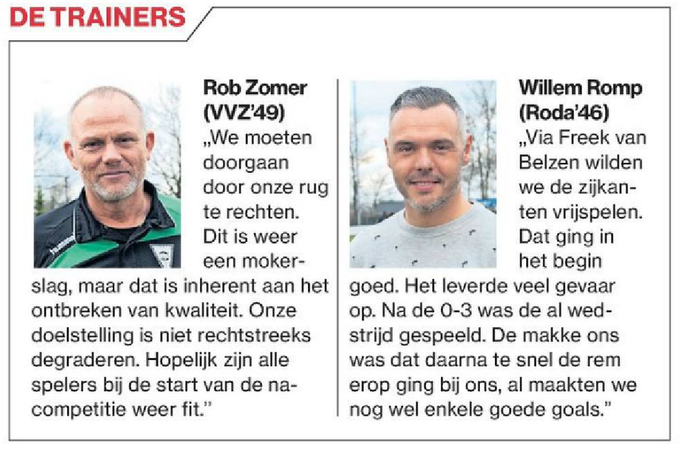 Roda’46 Zat1 freewheelend naar slot……..of toch niet