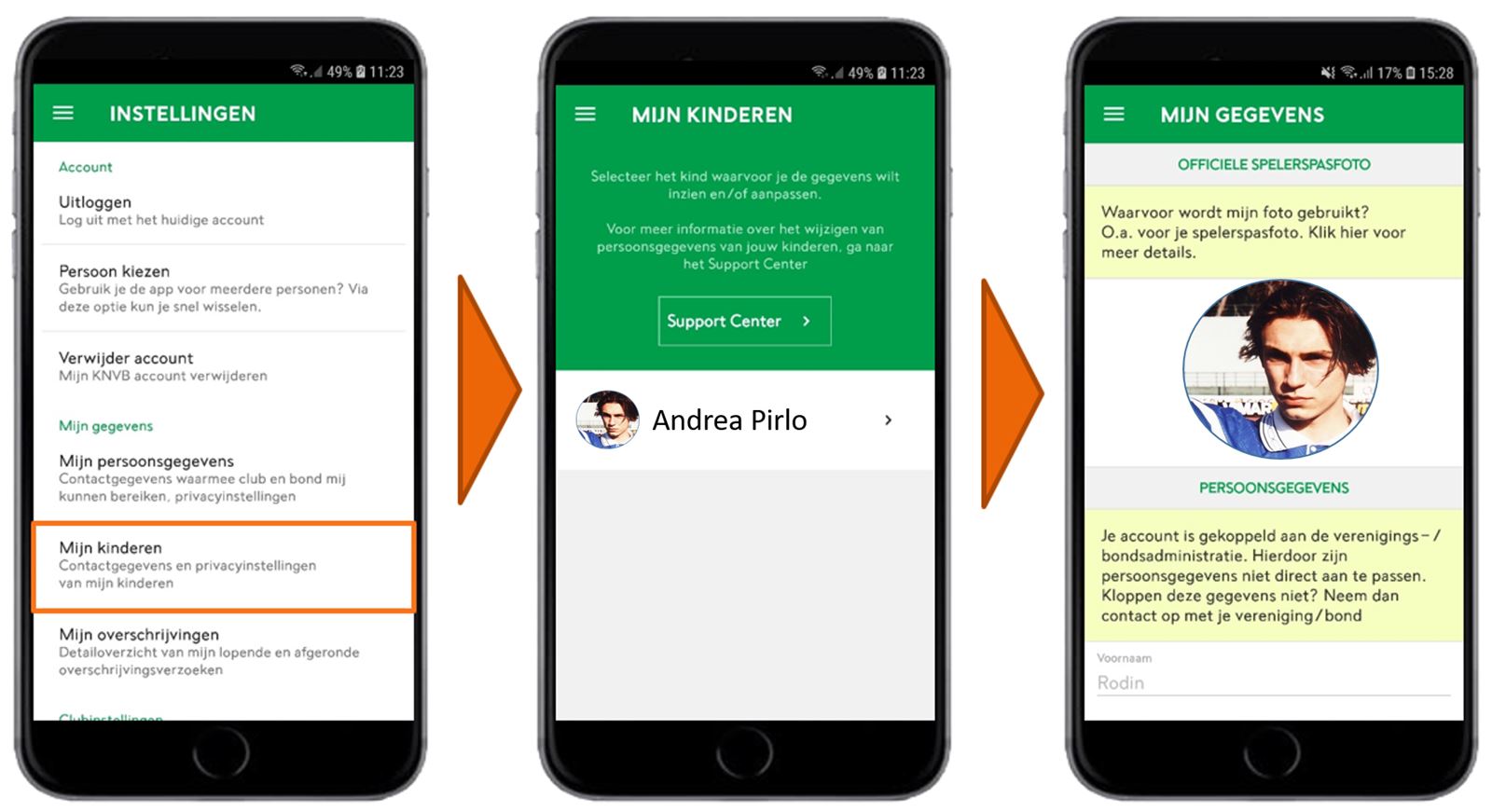 Pas je foto aan in app voetbal.nl