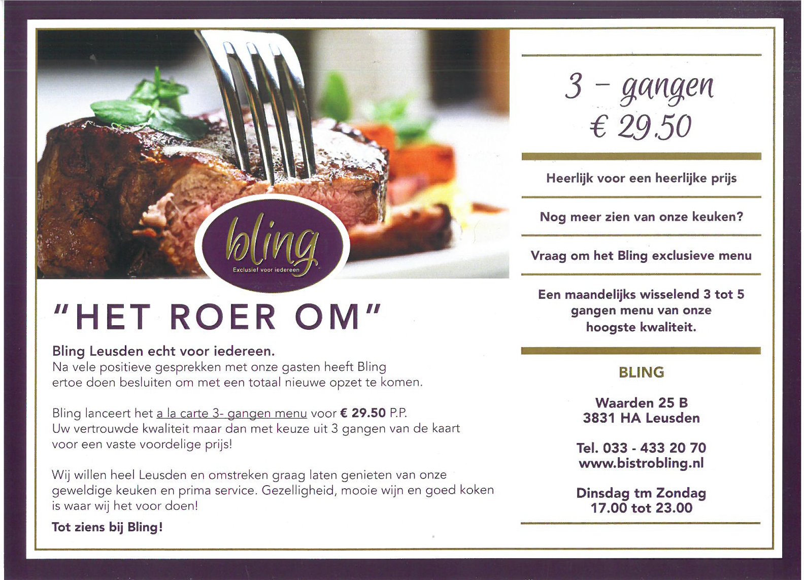 Bistro Bling balsponsor voor de wedstrijd Roda’46 JO19-1 tegen IJsselmeervogels JO19-1