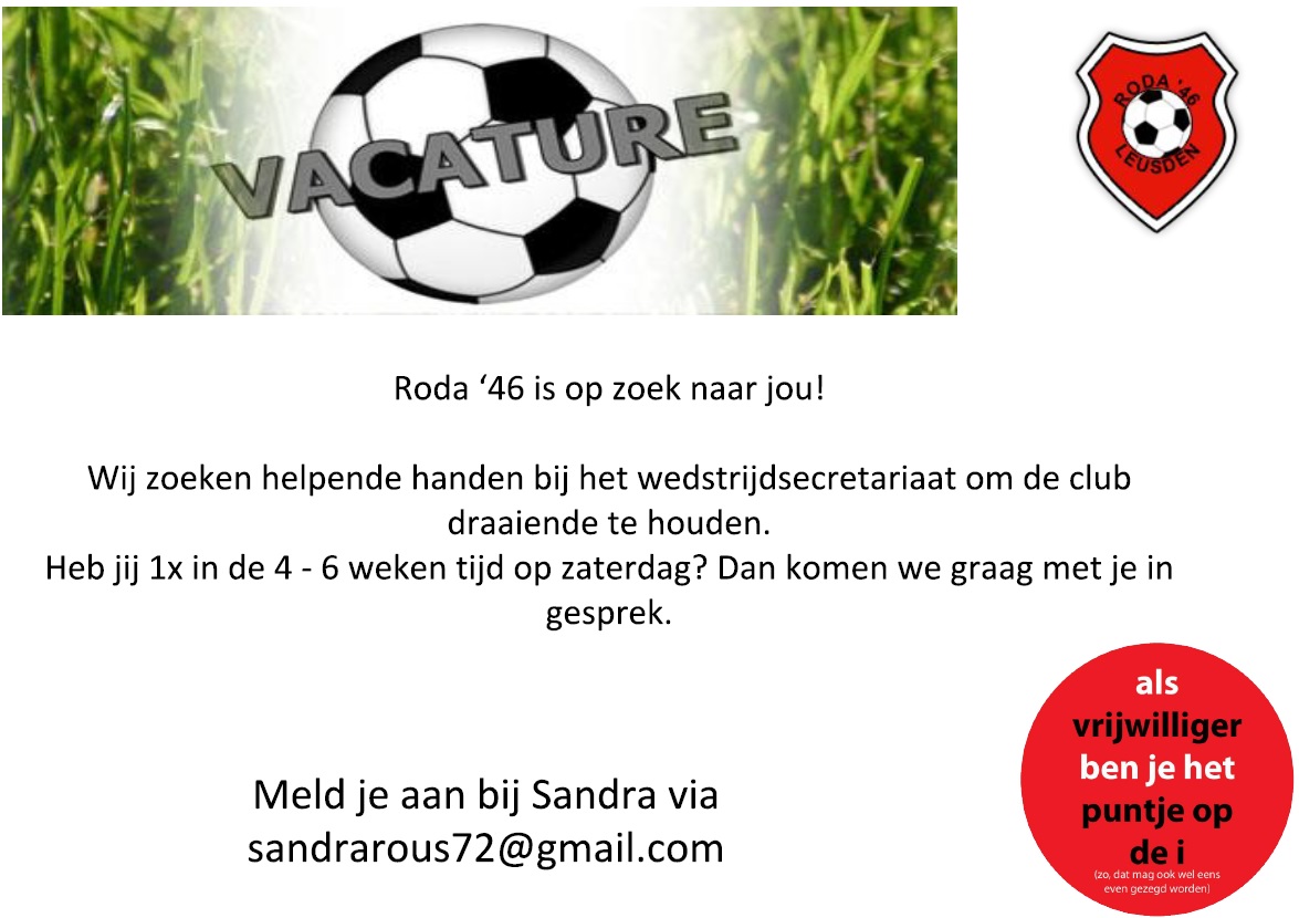 Vacature wedstrijdsecretariaat