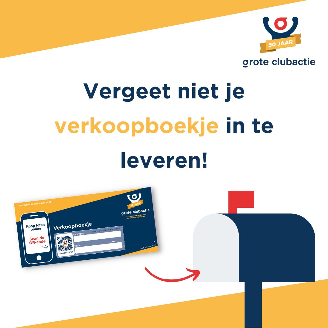 Grote Clubactie: Lever je verkoopboekje tijdig in!