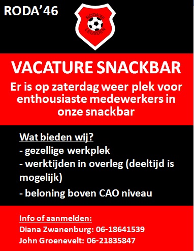 Medewerkers Snackbar gezocht