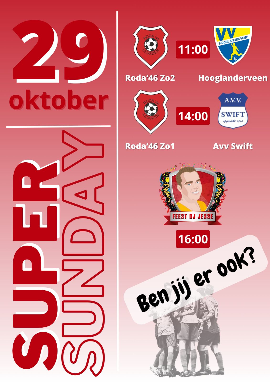 Roda'46 Zon1 tegen Swift op Super Sunday