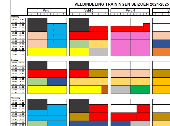 Trainingsschema 2024-2025