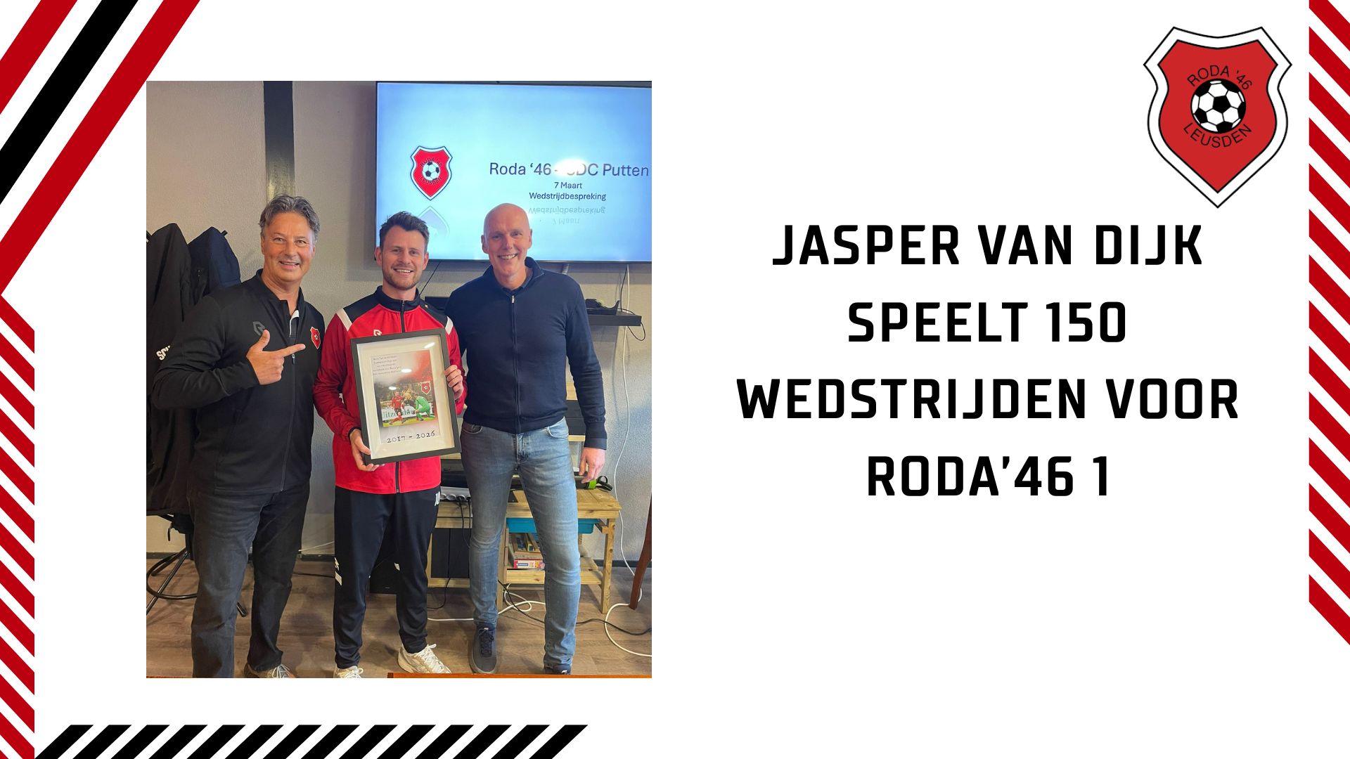 Jasper van Dijk speelt 150 wedstrijden voor Roda’46 1